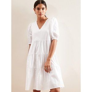 Banana Republic White Tiered Cotton Mini Dress XS NWT